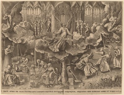 Példabeszéd a bölcs és ostoba szüzekről alkotó: Philip Galle after Pieter Bruegel the Elder