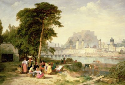 Salzburg városa, az érseki palota a sziklán alkotó: Philip Hutchins Rogers