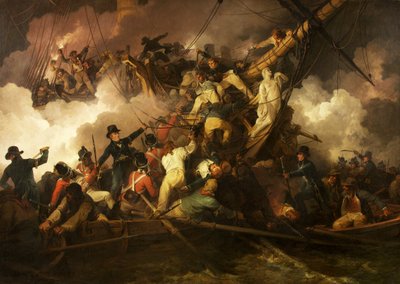 A francia Corvette "La Chevrette" kivágása alkotó: Philip James de Loutherbourg