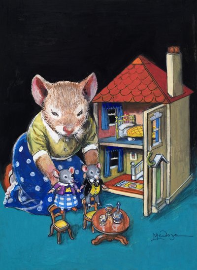 A városi egér és a vidéki egér (gouache, papír) alkotó: Philip Mendoza