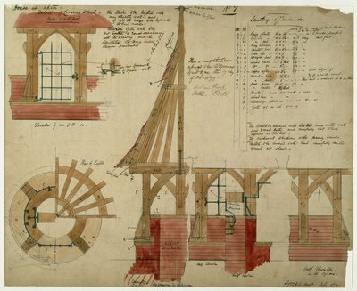 Tervek a Vörös Házhoz, Bexleyheathhez (toll, tinta és WC papíron) alkotó: Philip Webb