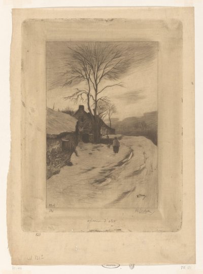 Egy út mentén tanyázik csupasz fákkal Hiver (eredeti cím) alkotó: Philip Zilcken (signed by artist)