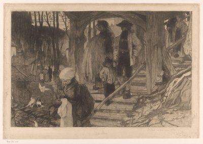 A gazdák lemennek a lépcsőn Baptême à Fribourg (eredeti cím) alkotó: Philip Zilcken (signed by artist)