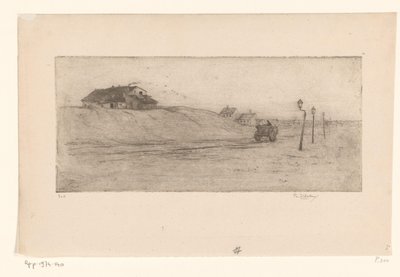 Táj házakkal, lámpákkal és kocsival Banlieue de Bruxelles (eredeti cím) alkotó: Philip Zilcken (signed by artist)