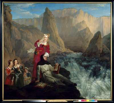 Laure és Petrarque Fontaine de Vaucluse-be. Philippe Jacques (Philippe Jacques) Van Bree (1786-1871) festménye alkotó: Philipe Jacques van Bree