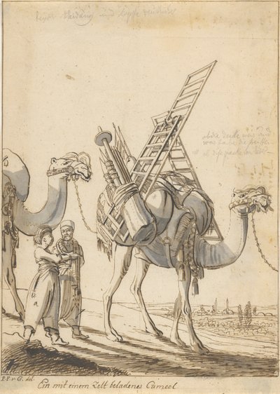 Sátorral megrakott teve (Férfi sátorbolt tevével) alkotó: Philipp Ferdinand von Gudenus