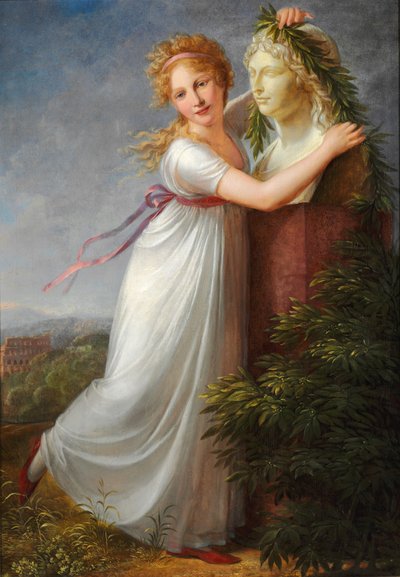 Ida megkoszorúzza édesanyja mellszobrát. alkotó: Philipp Friedrich von Hetsch