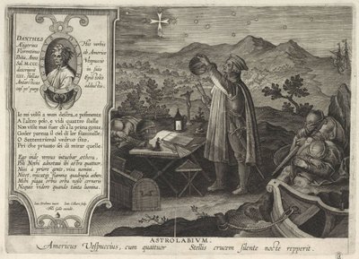Amerigo Vespucci megtalálja a Déli Kereszt csillagképét egy Americae Retectio asztrolábiummal, 1591 alkotó: Philipp Galle