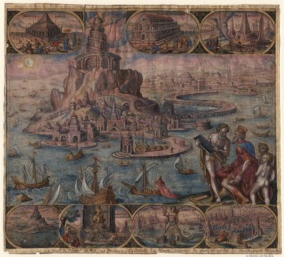 A világítótorony Alexandriában A világ nyolcadik csodája Maarten van Heemskerck után című sorozatból, 1572 alkotó: Philipp Galle