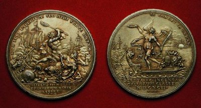 Érem az 1692-es La Hogue-i csata emlékére (fém) (lásd még: 144616) alkotó: Philipp Heinrich Mueller