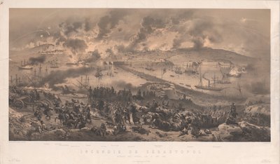 Szevasztopol tűzvésze. Az oroszok visszavonulása az északi parton, 1855. alkotó: Philippe Benoist