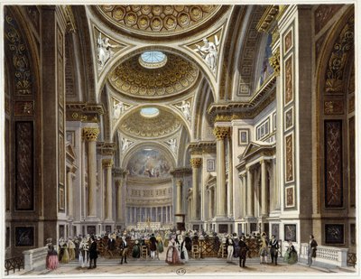 A Madeleine-templom belseje - in „” Promenade dans Paris et ses environs””, Jacottet és Benoist rajzai, szerk. Gihaut Frères alkotó: Philippe Benoist