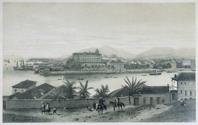 Kilenc panorámás kilátás Rio de Janeiróra: a Cobras-szigetről, 1862 alkotó: Philippe Benoist