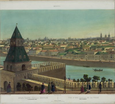 Zamoskvorechye kilátása a Kreml faláról Moszkva panorámájából 10 részletben, 1848 körül alkotó: Philippe Benoist