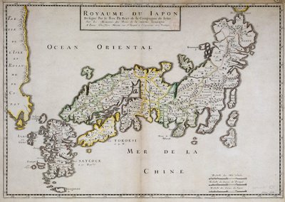 Japán földrajzi térképét Philippe Briet atya, jezsuita és francia tudós (1601-1668) készítette. Párizs, NL alkotó: Philippe Briet