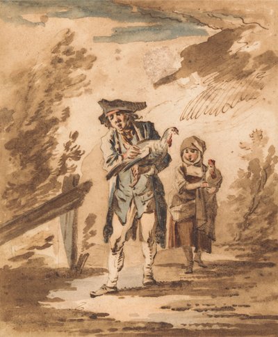 Rusztikusak a piacról visszatérő baromfival alkotó: Philippe Jacques de Loutherbourg