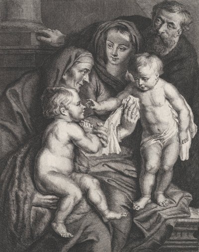 A Szent Család Szent Erzsébettel és a csecsemő Keresztelő Szent Jánossal, kb. 1615-75. alkotó: Philippe Joseph Tassaert