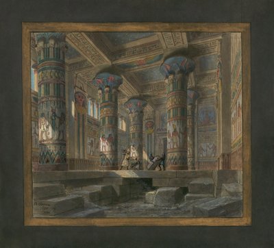 Philippe Chaperon szcenográfiája Giuseppe Verdi (1813-1901) Aida című operájához: Ízisz temploma alkotó: Philippe Marie Chaperon