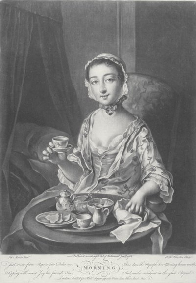 Reggel, Richard Houston metszete, 1758 alkotó: Philippe Mercier