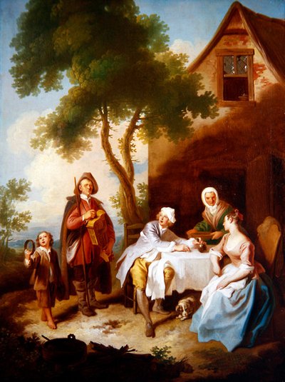 A Minstrel látogatása (olaj, vászon) alkotó: Philippe Mercier