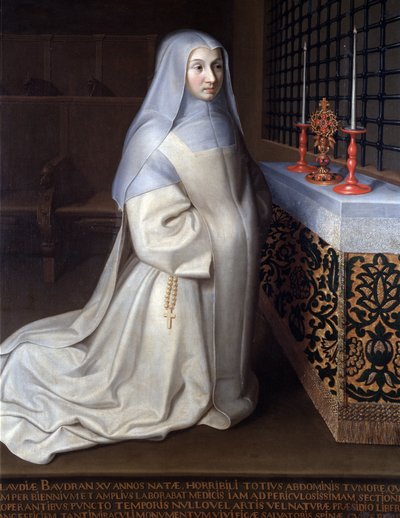 Claudia (Claude) Baudran portréja, a Port Royal des Champs (Port-Royal-des-Champs) kolostor rabja Philippe de Champaigne-nek tulajdonított festmény, Linas, Szajna és Oise templom - Olaj, vászon alkotó: Philippe de (attr. to) Champaigne