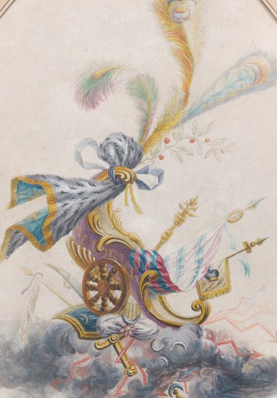 Tervezés egy Lampas Silkhez diadalszekerrel a felhőn, kb. 1770-75. alkotó: Philippe de Lasalle