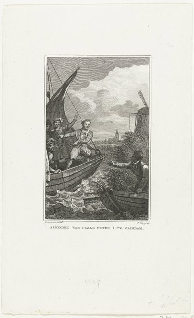 Nagy Péter cár érkezése Zaandamba, 1697, c. 1829 alkotó: Philippus Velijn