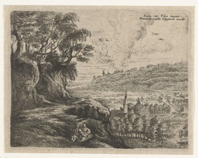 Táj egy férfi, nő és gyermek Nyolc tájkép Lucas van Uden után (sorozat címe) alkotó: Philips Augustijn Immenraet