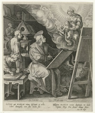 Szent Lukács megfesti Máriát gyermekével alkotó: Philips Galle (attributed to workshop of)