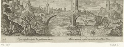 Hengelsport Jacht en visvangst (sorozat címe) Vadászat, horgászat és vadászati ​​típusok (sorozat címe) alkotó: Philips Galle (attributed to workshop of)