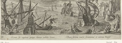 Oestervangst Jacht en visvangst (sorozat címe) Vadászat, horgászat és vadászati ​​típusok (sorozat címe) alkotó: Philips Galle (attributed to workshop of)