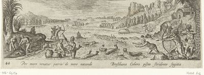 Horgászat az indiánok körében Vadászat és horgászat (sorozat címe) Venationes, Piscationes et Aucupii Typi (sorozat címe) alkotó: Philips Galle (attributed to workshop of)