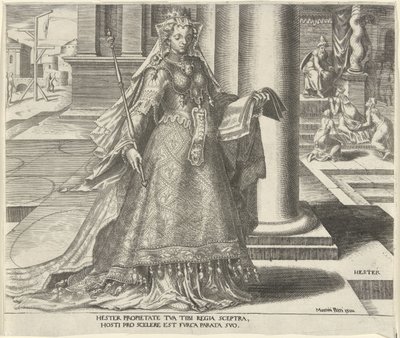 Eszter Hester (cím az objektumon) Nyolc híres nő az Ó- és Újszövetségből (sorozat címe) alkotó: Philips Galle