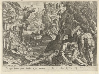 Jacht op gemzen Jachttaferelen (sorozat címe) Amelyben mindenféle vadászat, madártartás és horgászat (sorozat címe) alkotó: Philips Galle