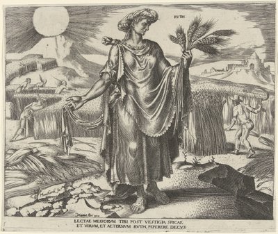 Ruth Rvth (cím az objektumon) Nyolc híres nő az Ó- és Újszövetségből (sorozat címe) alkotó: Philips Galle