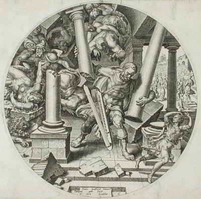 Sámson lerombolja a templomot alkotó: Philips Galle