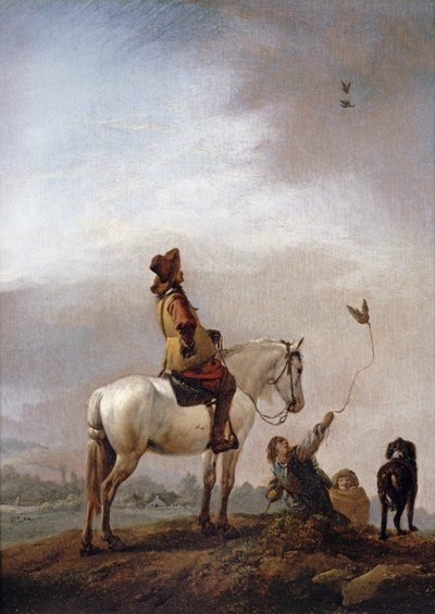 Ló úriember solymászt néz alkotó: Philips Wouwerman