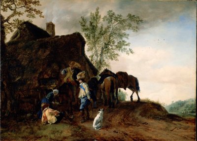 A lovagok megállása egy fogadóban alkotó: Philips Wouwerman