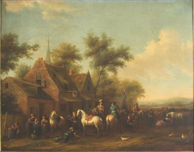Táj egy fogadó előtt pihenő lovasokkal alkotó: Philips Wouwerman
