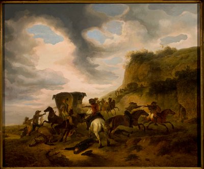 Utazók megtámadása alkotó: Philips Wouwerman