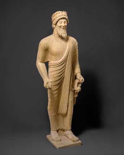 Szakállas férfi mészkő szobra fogadalmi felajánlással, ie 475-450 körül (mészkő) alkotó: Phoenician Phoenician