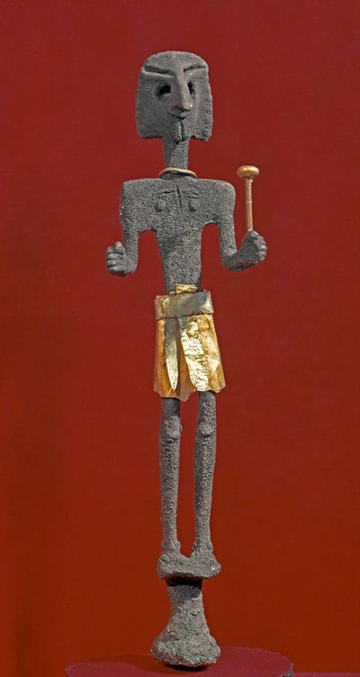 Föníciai művészet: az istenség szobra ezüstben és aranyban. Kr.e. 20. vagy 19. század. Ras Shamrától (Ugarit vagy Ougarit). V. 28 cm Aleppói Nemzeti Múzeum, Szíria alkotó: Phoenician Phoenician