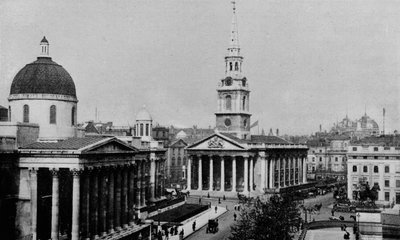 National Gallery and Church of St Martin-in-the-Fields, Westminster, London, 1910 1911 alkotó: Photochrom Co Ltd of London