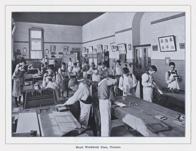 Sloyd Woodwork Class, Victoria (f/w fotó) alkotó: Photographer Australian