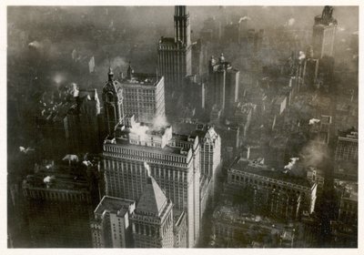 Légifotó Manhattan belvárosáról, az LZ 127 Graf Zeppelinről, New York 1928 (f/w fotó) alkotó: Photographer German