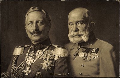 Ak II. Vilmos porosz császár és I. Ferenc József osztrák császár, hűség (fekete-fehér fénykép) alkotó: Photographer German