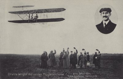 Orville Wright amerikai pilóta és repülő gépe (f/w fotó) alkotó: Photographer German