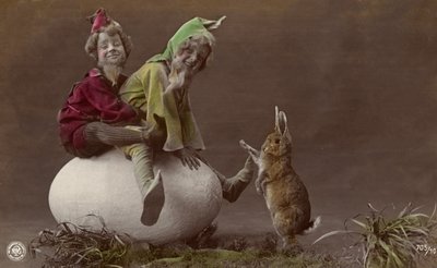 Húsvéti üdvözlőlap manókkal (színes fotó) alkotó: Photographer German
