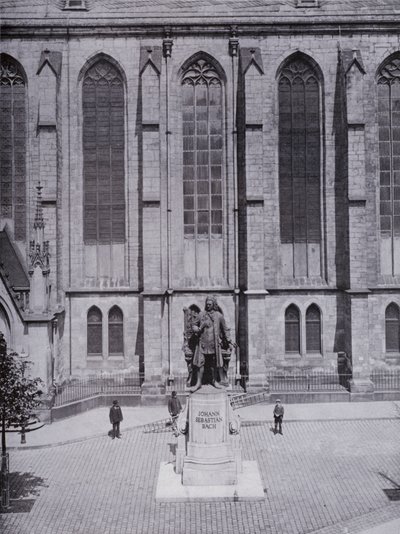 Lipcse: Thomaskirche Bach-emlékművel (f/w fotó) alkotó: Photographer German