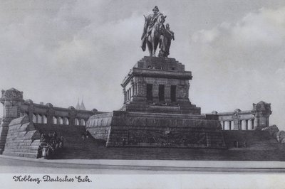 Vilmos császár emlékműve, Deutsches Eck, Koblenz, Németország (f/w fotó) alkotó: Photographer German